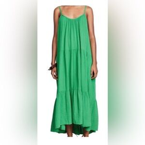 Xirena Rumer Gauze Maxi Dress in Green w/ Adjustable Straps Size L